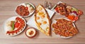 Composition of Turkish food  view from 45 degress Royalty Free Stock Photo