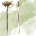 Two painting brushes on a gray-green light background. Royalty Free Stock Photo