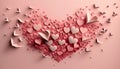 Composition for Valentine's Day February 14th. Pink Background And Pink Hearts Cut Out Of Paper 3D Rendering Royalty Free Stock Photo