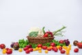 Composition with variety of fresh organic vegetables on white Royalty Free Stock Photo