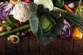 Composition with variety of raw organic vegetables and fruits. Balanced diet Royalty Free Stock Photo