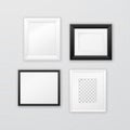 Composition of various black and white frames hanging on the wall. Rectangular frame template with empty space Royalty Free Stock Photo