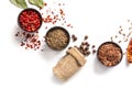 Composition with various spices on white background Royalty Free Stock Photo