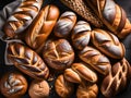 composition of various types of bread and buns Royalty Free Stock Photo