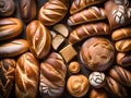 composition of various types of bread and buns Royalty Free Stock Photo