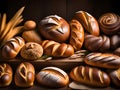 composition of various types of bread and buns Royalty Free Stock Photo