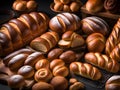 composition of various types of bread and rolls, Ai generated Royalty Free Stock Photo