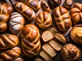 composition of various types of bread and rolls, Ai generated Royalty Free Stock Photo