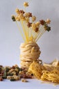 Composition `Vase with flowers` is made of pasta