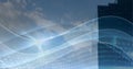 Composition of waves of binary coding over cityscape Royalty Free Stock Photo