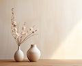 Composition of white ceramic vase with bouquet of dry spikelets, golden photo frame with dried flower, candles on wooden Royalty Free Stock Photo