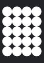 Composition of white circle grid on black background