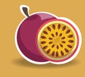 Composition of whole and sliced passion fruit. Healthy food Royalty Free Stock Photo