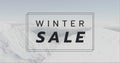 Composition of winter sale text over winter scenery in background Royalty Free Stock Photo