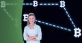 Composition of woman network of bitcoin symbols