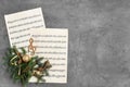 Composition with wooden music notes and space for text Royalty Free Stock Photo