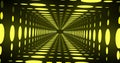 Composition of yellow circles neon grid over black background Royalty Free Stock Photo