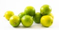 Composition of a yellow and green lemons and lime on a white background Royalty Free Stock Photo