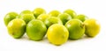 Composition of a yellow and green lemons and lime on a white background Royalty Free Stock Photo