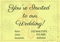 Composition of you\'re invited to our wedding text and copy space on yellow asian pattern