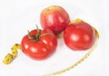 compositions of red ripe tomatoes and apples Royalty Free Stock Photo