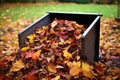 compost bin full of autumn leaves