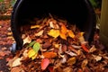 compost bin full of autumn leaves