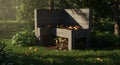 Compost Bin in a Lush Garden Setting Royalty Free Stock Photo