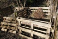 Compost bins made from old pallets Royalty Free Stock Photo