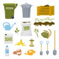 Compost Composting Flat Icon Set Royalty Free Stock Photo