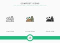 Compost icons set vector illustration with solid icon line style. Bio degradable concept.