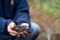 Compost pile, organic thermophilic compost turning in Tasmania Australia