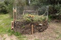 Compost pile with organic waste