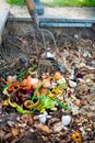 Compost pit for organic scraps Royalty Free Stock Photo