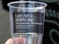 Compostable, biodegradeable, non plastic plastic cup. Environmentally friendly