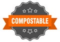 compostable label. compostable isolated seal. sticker. sign