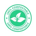 Compostable product label, plastic free icon - eco seal, non toxic pack