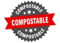 compostable sign. compostable round isolated ribbon label.