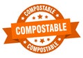 compostable round ribbon isolated label. compostable sign.