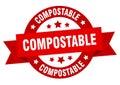 compostable round ribbon isolated label. compostable sign.