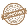 Compostable rubber stamp, vector illustration