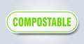 compostable sign. rounded isolated button. white sticker