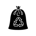 Compostable trash bag black glyph icon