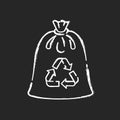Compostable trash bag chalk white icon on black background