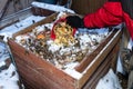 Composting box in winter season