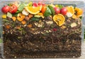 Composting layers in transparent container Royalty Free Stock Photo