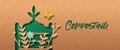 Composting green papercut nature concept banner