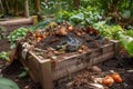 composting system in garden, with worms and other earthworms visible Royalty Free Stock Photo