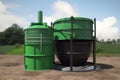 composting system with rotating drum, turning unwanted waste into valuable fertilizer
