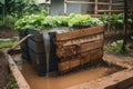 composting system with water spray to maintain healthy environment